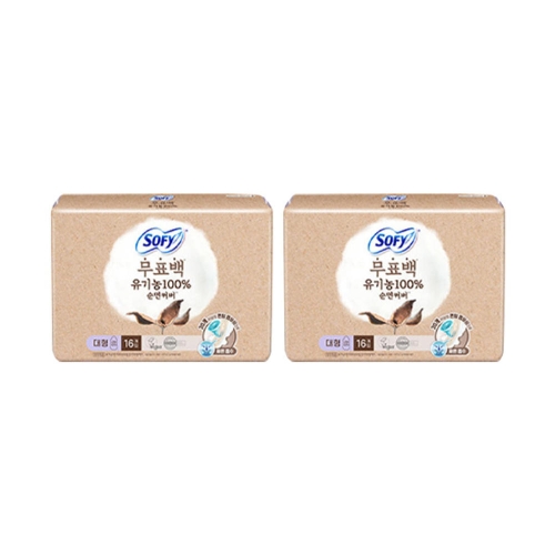 LG유니참 쏘피 무표백 유기농 100% 순면커버 대형 16개 (2팩(32개))