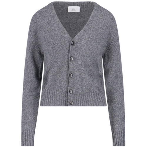 AMI 캐시미어 브이넥 가디건 FKC127 005 (055, 헤더 그레이)_이미지