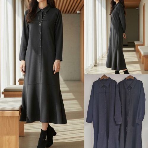 나야홍 위쉬몰 SM 일자단추플레어원피스 V520H510 빅사이즈