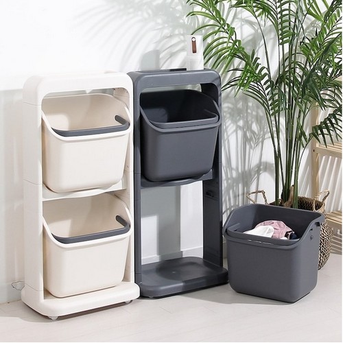 올리빙 도트 빨래 바구니 건조대 2단