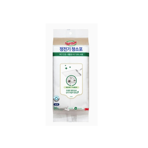 3M 스카치브라이트 재활용 정전기 청소포 대형 30매 (2개)