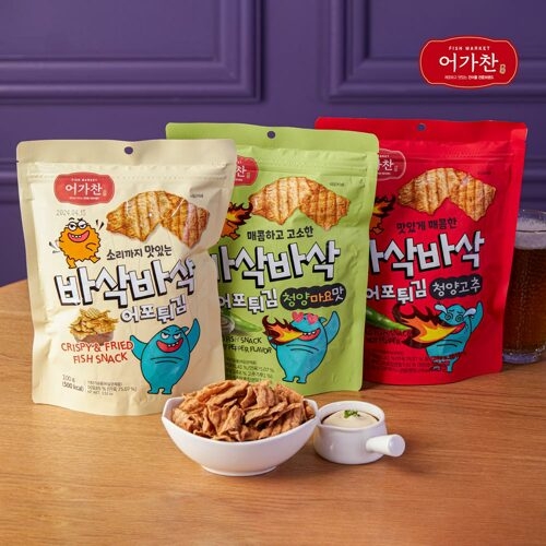 어가찬 바삭바삭 어포 튀김 100g 3봉 / 청양마요 청양고추 오리지널