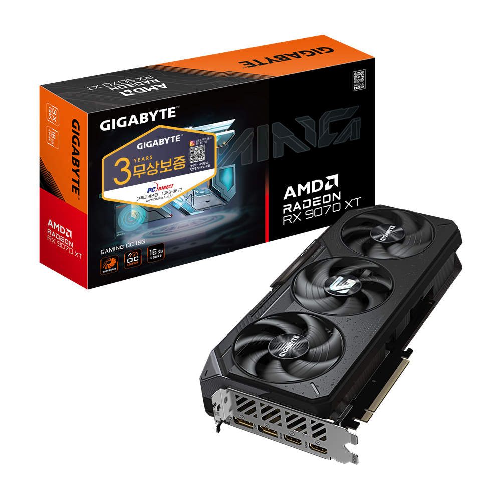 GIGABYTE <b>라데온</b> RX 9070 XT GAMING OC D6 16GB 피씨디렉트