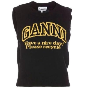 가니 그래픽 로고 니트 조끼 블랙 K2091 099_630997 630997_39800497_630997