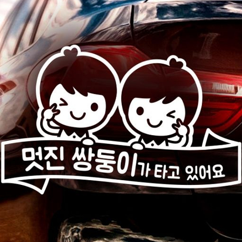 제제데코 자동차스티커 리본윙크 멋진 쌍둥이로드남아03 (반사)