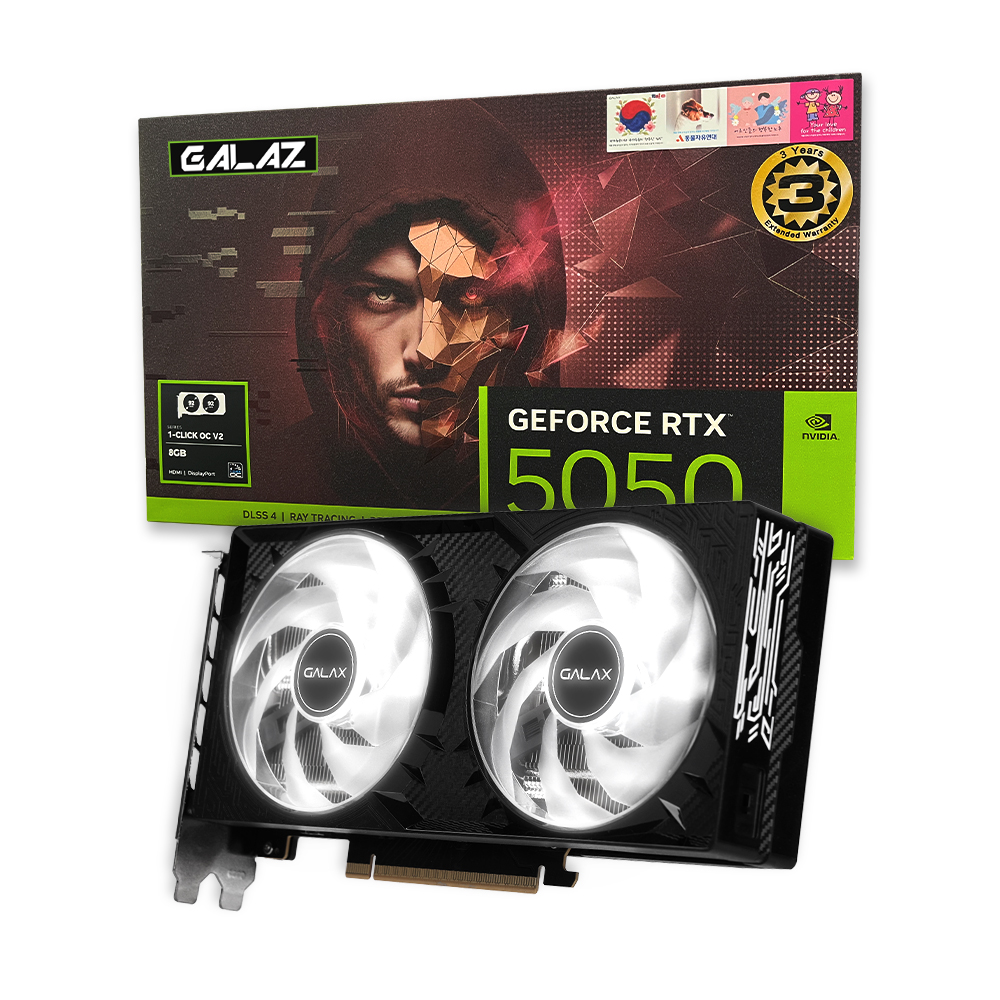 갤럭시 GALAZ 지포스 RTX <b>5050</b> BLACK OC V2 D6 8GB DUAL HDMI