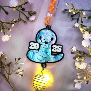 오렌지몰 자개공예 나전칠기 DIY 전통 청색 뱀 반딧불 LED 자개 아크릴 키링 1169715_이미지