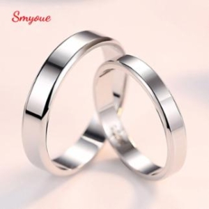 Smyoue-100 925 실버 모이사나이트 반지 여성 남성 커플 발렌타인 데이 선물 화이트 골드 도금 유