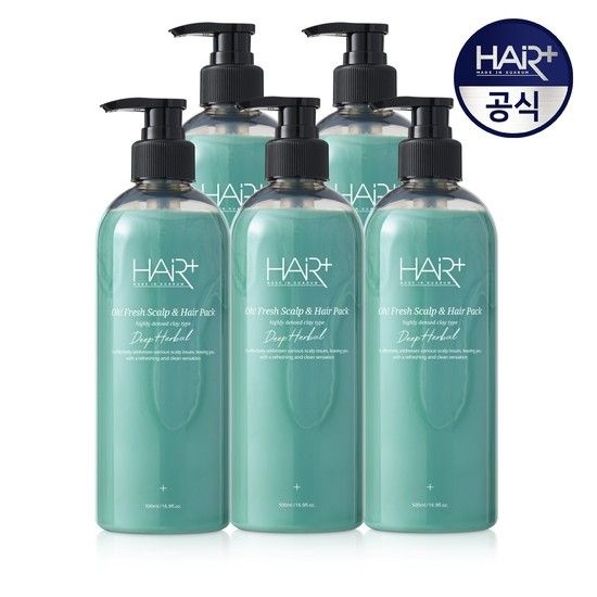  헤어플러스 오프레시 딥 허벌 스캘프 앤 헤어팩 500ml [5개]