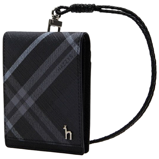 헤지스 남성 DUBLIN 체크 목걸이형 카드지갑_HJHO2E660BK_이미지