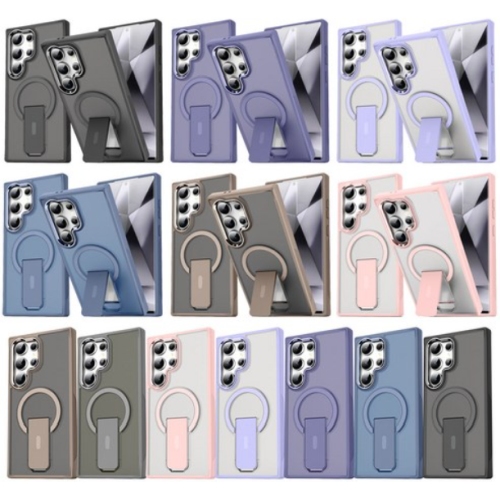 갤럭시S23 울트라 심플 컬러 마그네틱 히든 브래킷 반투명 케이스