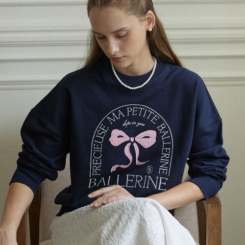 아워호프 Ballerine Applique Sweatshirt Navy H-MT08-NAV_이미지