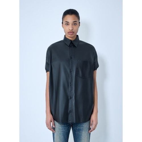 체스트 포켓 가죽 턱 슬리브 셔츠 861044 TLS06 1000