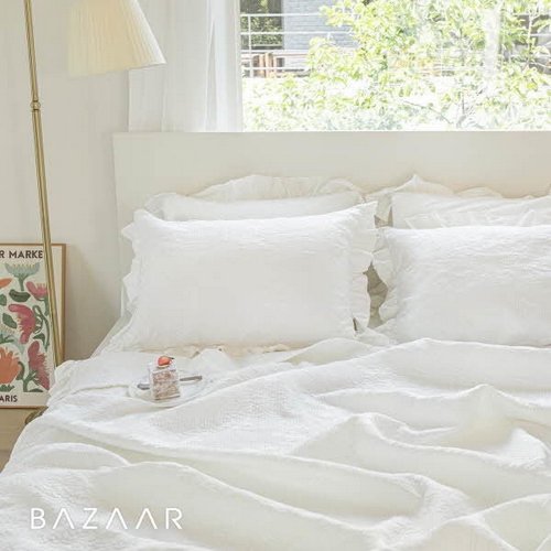 다원물산 바자르 크림슨 피그먼트 풍기인견 누빔 프릴 베개커버 (70x50cm)