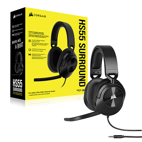 CORSAIR HS55 SURROUND 7.1채널 게이밍 헤드셋 (+거치대, 정품)_이미지