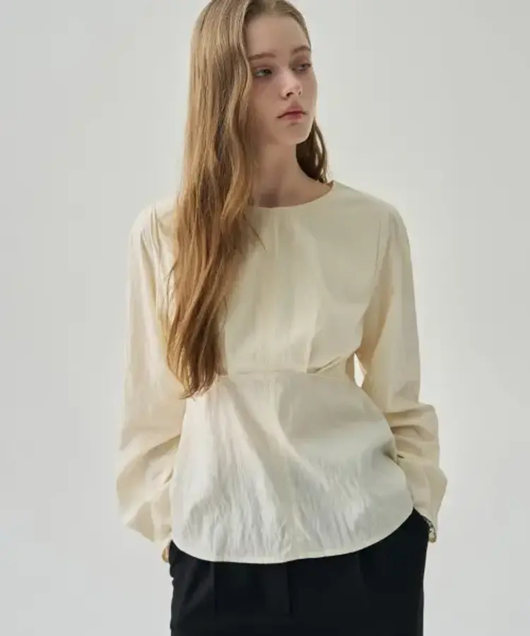 드로우핏 우먼 레아 퍼프 롱 슬리브 블라우스 CREAM BEIGE DFWMSH5302CBE