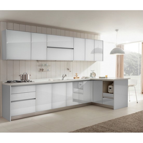 리바트 키친 시스템 주방 스노우화이트 ㄱ자 키큰장+냉장고장+가전소물장형 (~6.2m)_이미지