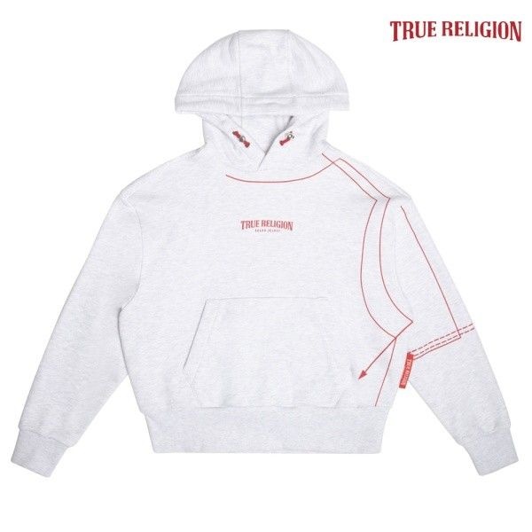 트루릴리젼 TRUE RELIGION 라인 아트 후드 티셔츠 화이트멜란지 744353