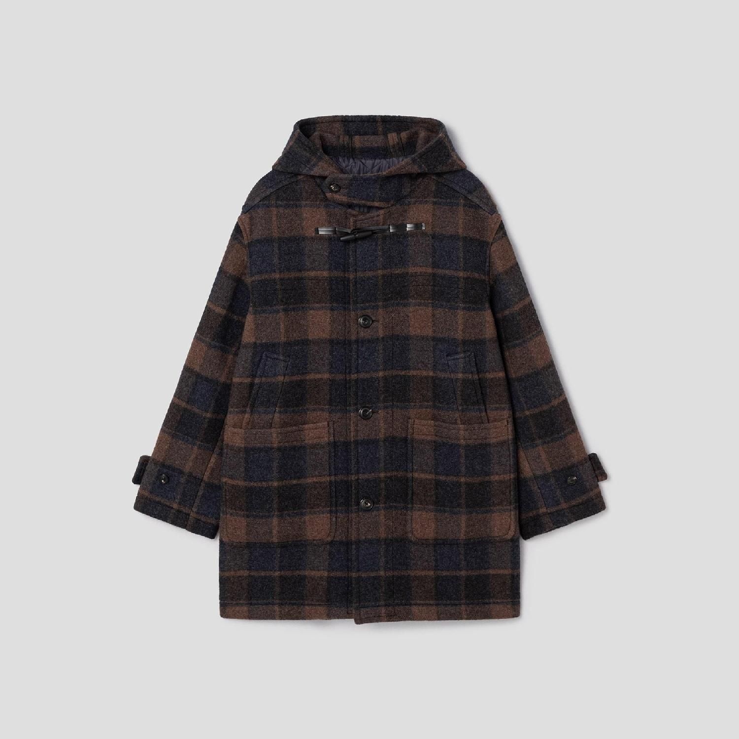 시프트지 Check Hooded Coat Navy GS5930MD3R