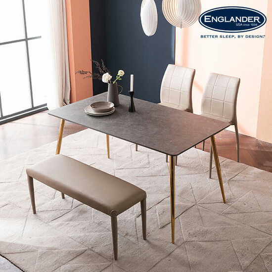 잉글랜더 리우 통세라믹 식탁 1400 (의자2개+벤치1개)_이미지