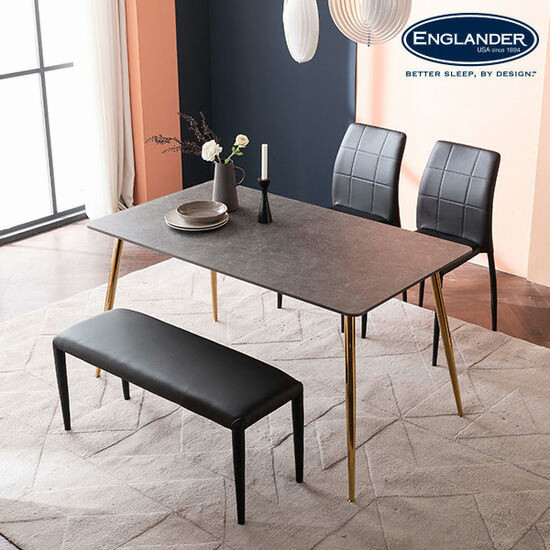 잉글랜더 리우 통세라믹 식탁 1400 (의자2개+벤치1개)_이미지