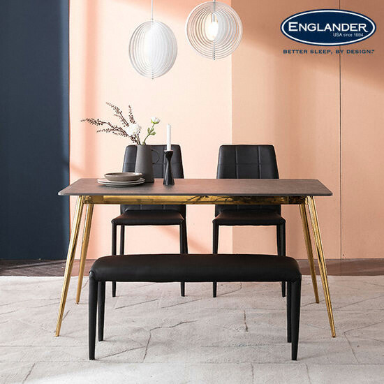 잉글랜더 리우 통세라믹 식탁 1400 (의자2개+벤치1개)_이미지