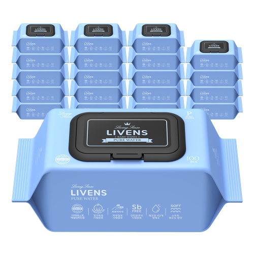 리벤스 퓨어 워터99 물티슈 캡형 100매 (40팩)_이미지