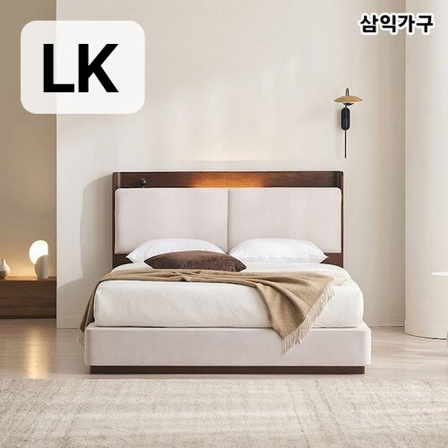 삼익가구 누오브 LED 패브릭 원목 침대 LK (라텍스7존독립)_이미지