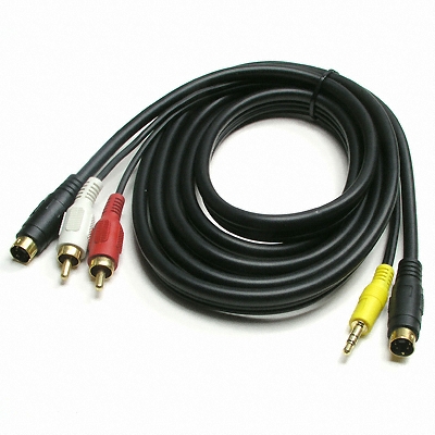 S-VHS&Stereo to S-VHS&2RCA 통합 케이블