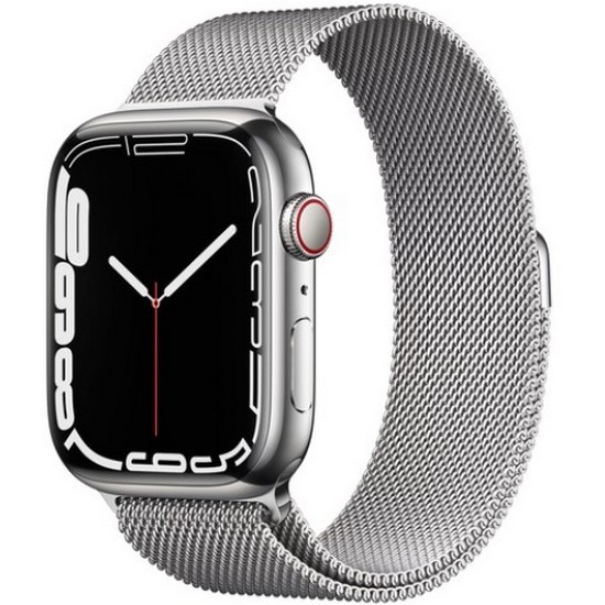 APPLE 워치 시리즈7 45mm Cellular 실버 스테인리스 스틸 (밀레니즈루프, 해외구매)_이미지