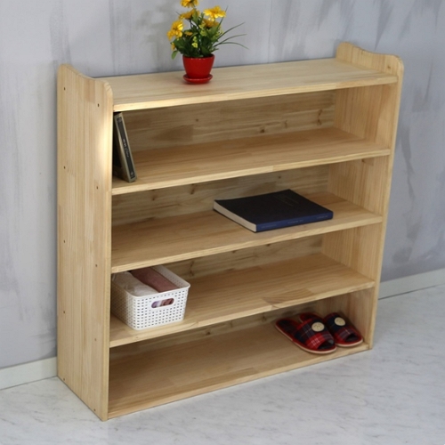 라운드 4단 원목 수납 교구 책장 1000