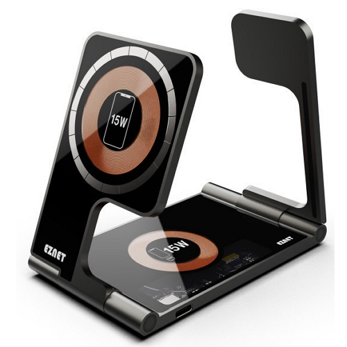 이지넷 3in1 맥세이프 무선충전기