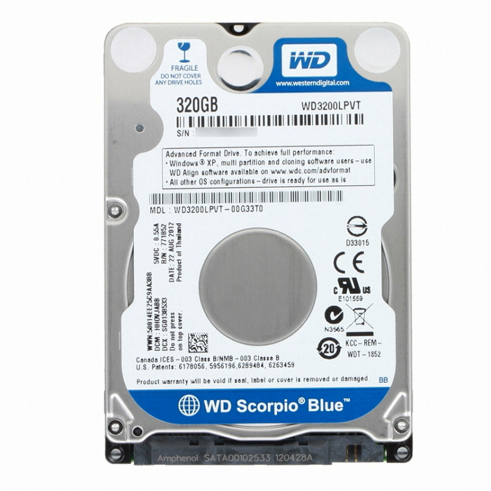 Western Digital WD MOBILE Blue 5400/8M/노트북용 (WD3200LPVT, 320GB)_이미지
