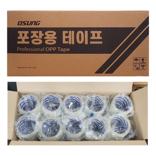 오성 아크릴 투명/황색 테이프 48mm x 40m (20개)_이미지