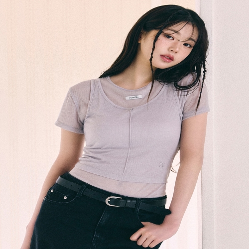 �ֿ��̾ؾ� �ζ�ζ� NUBASIC T EL HALF T-SHIRT SET GRAY TS25324M002