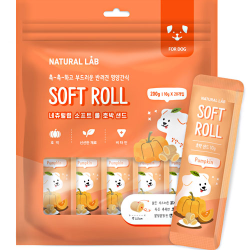 이레본 네츄럴랩 독 소프트 롤 호박 샌드 20개입 200g (2개)