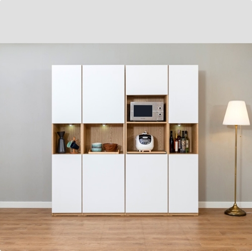 보루네오하우스 엘리브 월플렉스 주방 밥솥 렌지대 수납장 1200_이미지