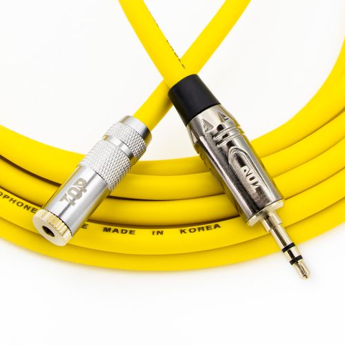 탑라인에이치디 HDTOP 메탈 3.5스테레오 암 to 수 연장케이블 옐로우 (1.5m, HT-TP4867)_이미지