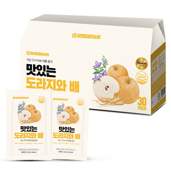 참앤들황토농원 맛있는 도라지와배즙 100ml 30포 (1개)