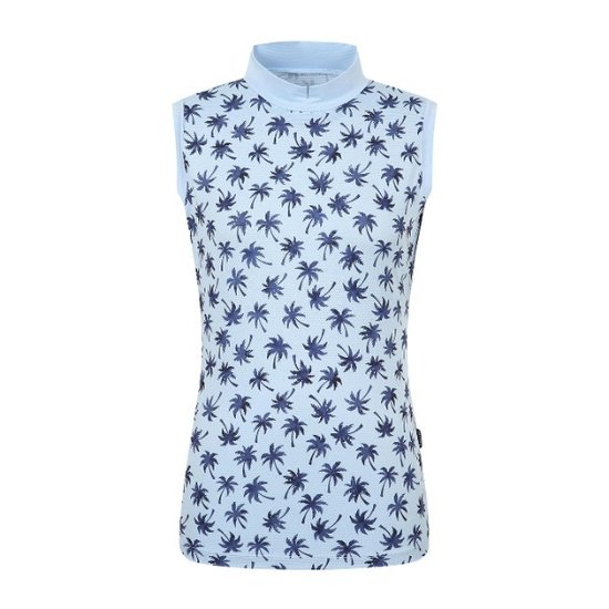 크리스패션 팬텀 민소매 NQC 221E2TO153_BL 여성 야자수 패턴 메쉬 슬리브리스