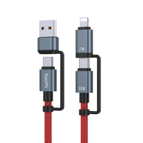 SooPii PD C to C타입 100W 4in1 멀티 케이블 (1.2m)_이미지