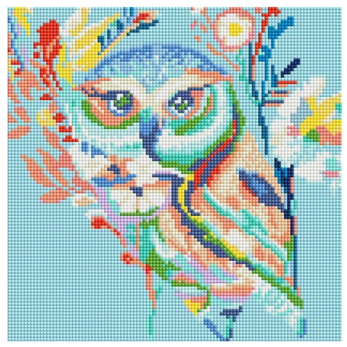 퍼즐사랑 꽃과 부엉이 캔버스형 보석십자수 30x30_이미지