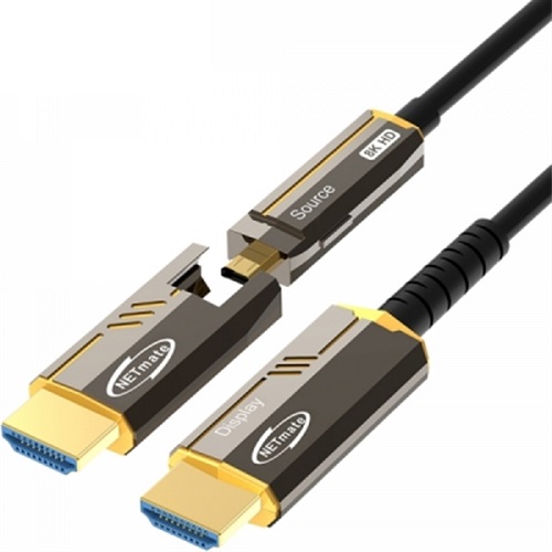 강원전자 NETmate HDMI v2.1 분리형 하이브리드 AOC 케이블 (100m, NM-HAP100DG)_이미지