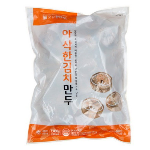 한만두식품 아삭한 김치만두 1.4kg (3개)