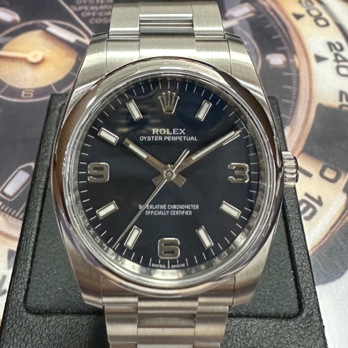 오이스터 퍼페츄얼 에어킹 청판 로만 34mm 114200