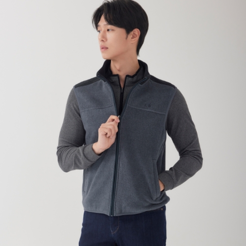 지센창원 남성 집업 베스트 배색 포인트 하이넥 2색 MSVTOA51 100 네이비