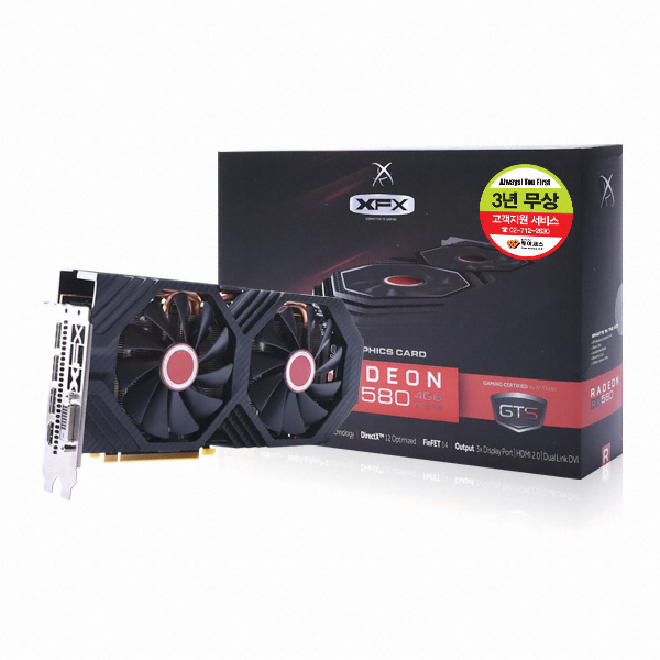XFX 라데온 RX 580 블랙울프 OC D5 4GB_이미지