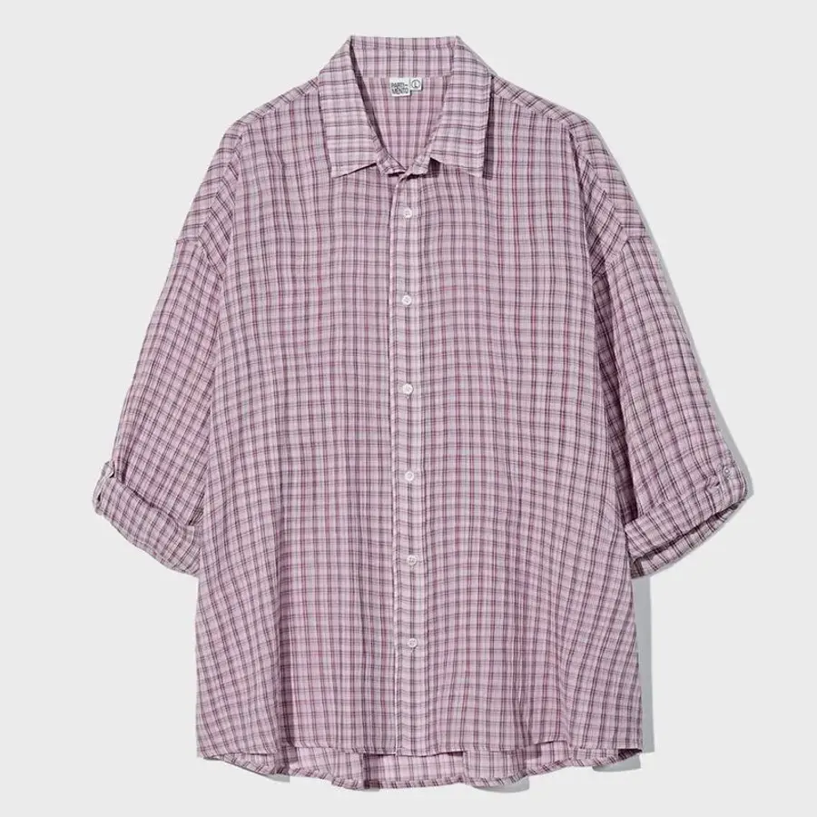 파르티멘토 Sheer Check Roll Up Shirts Red Purple 3219120_이미지