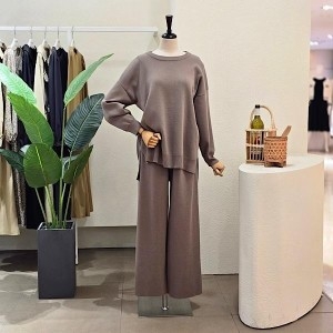 포커스 FW4J9ST5988_네추럴핏 언발란스 니트 팬츠 세트_이미지