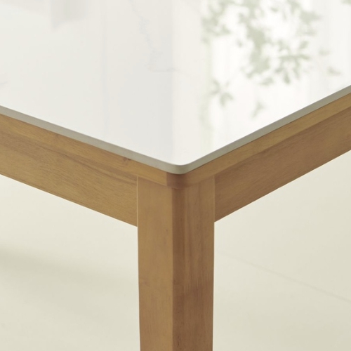 라로퍼니처 린디 유광 포세린 통 세라믹 원목 식탁 1300 (의자2개+방석벤치1개)_이미지